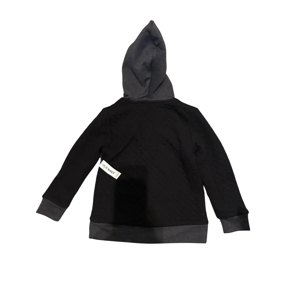 Old Navy Kids Quilted Snap Neck Hoodie XS‎ TP 5 Black Gray Boys Girls